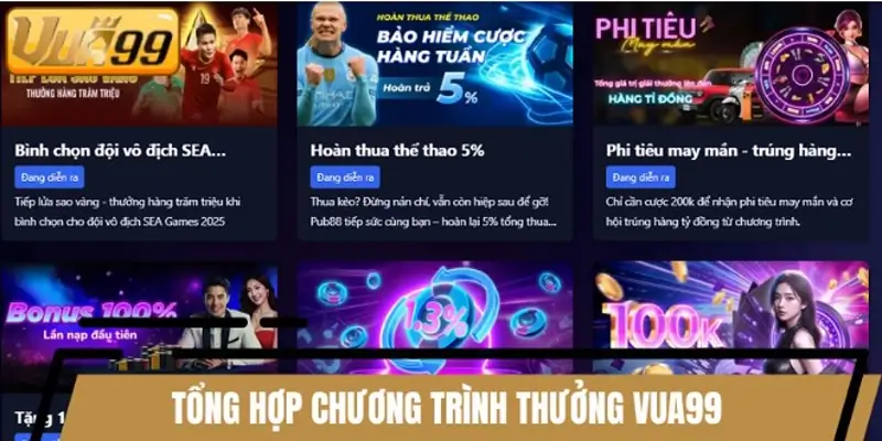 Tổng hợp chương trình thưởng VUA99